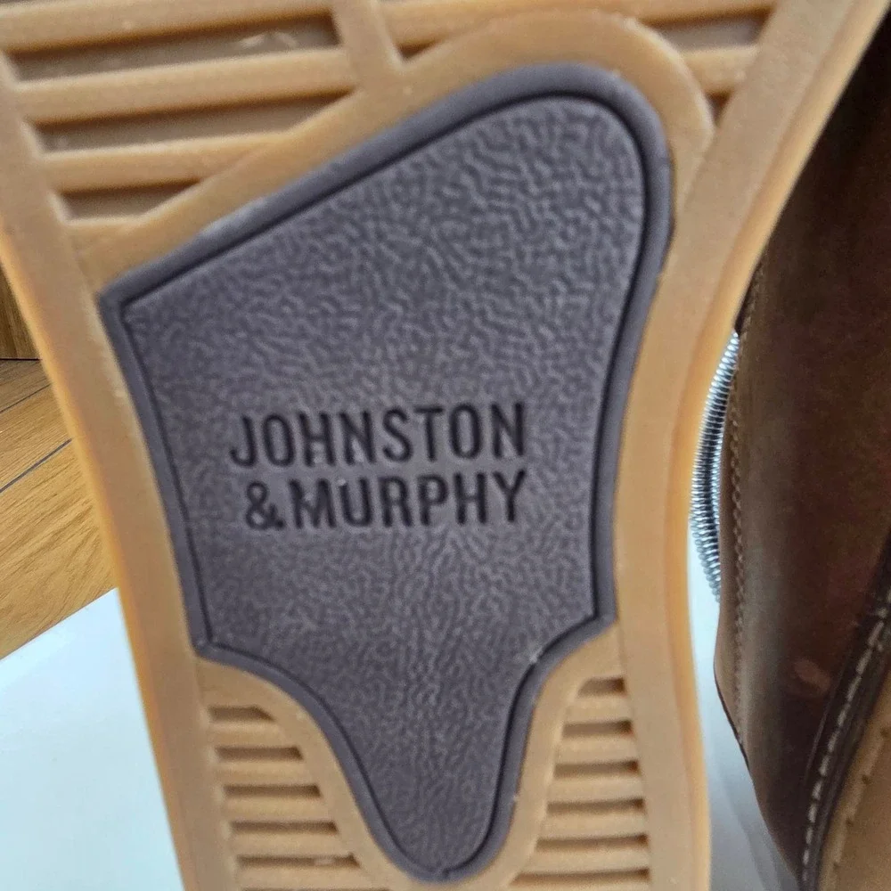 Johnston & Murphy Mens Brown Oiled Leather Slip On Loafers 25-2820 Size 10.5 M